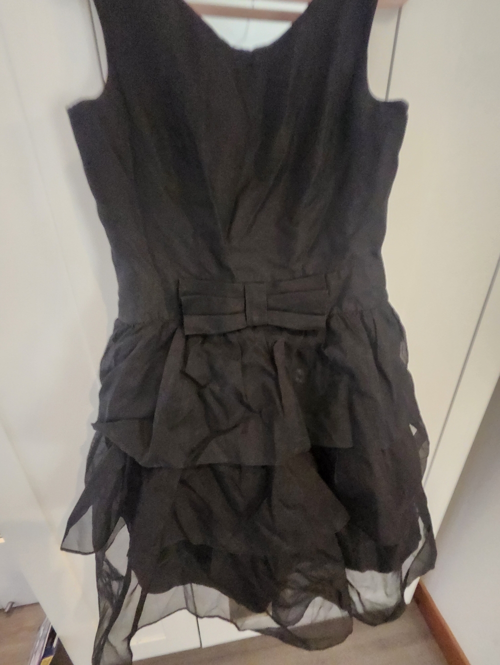 Black Silk Sleeveless Ruffled Cocktail Party Dress. Lucy In Disguise - 100% Silk